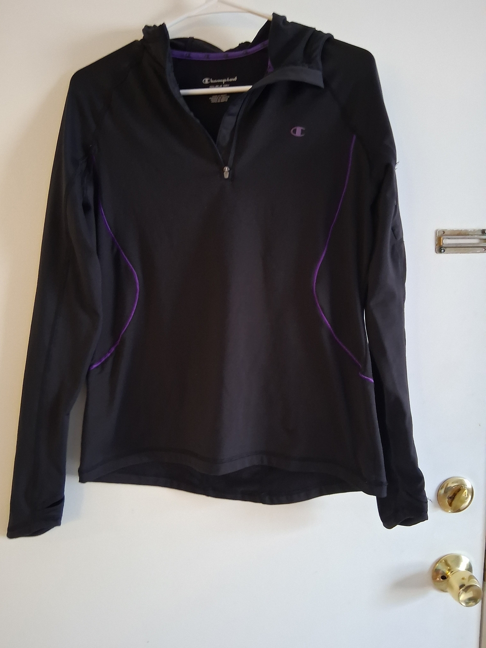 Champion Black Pullover with Purple Accents